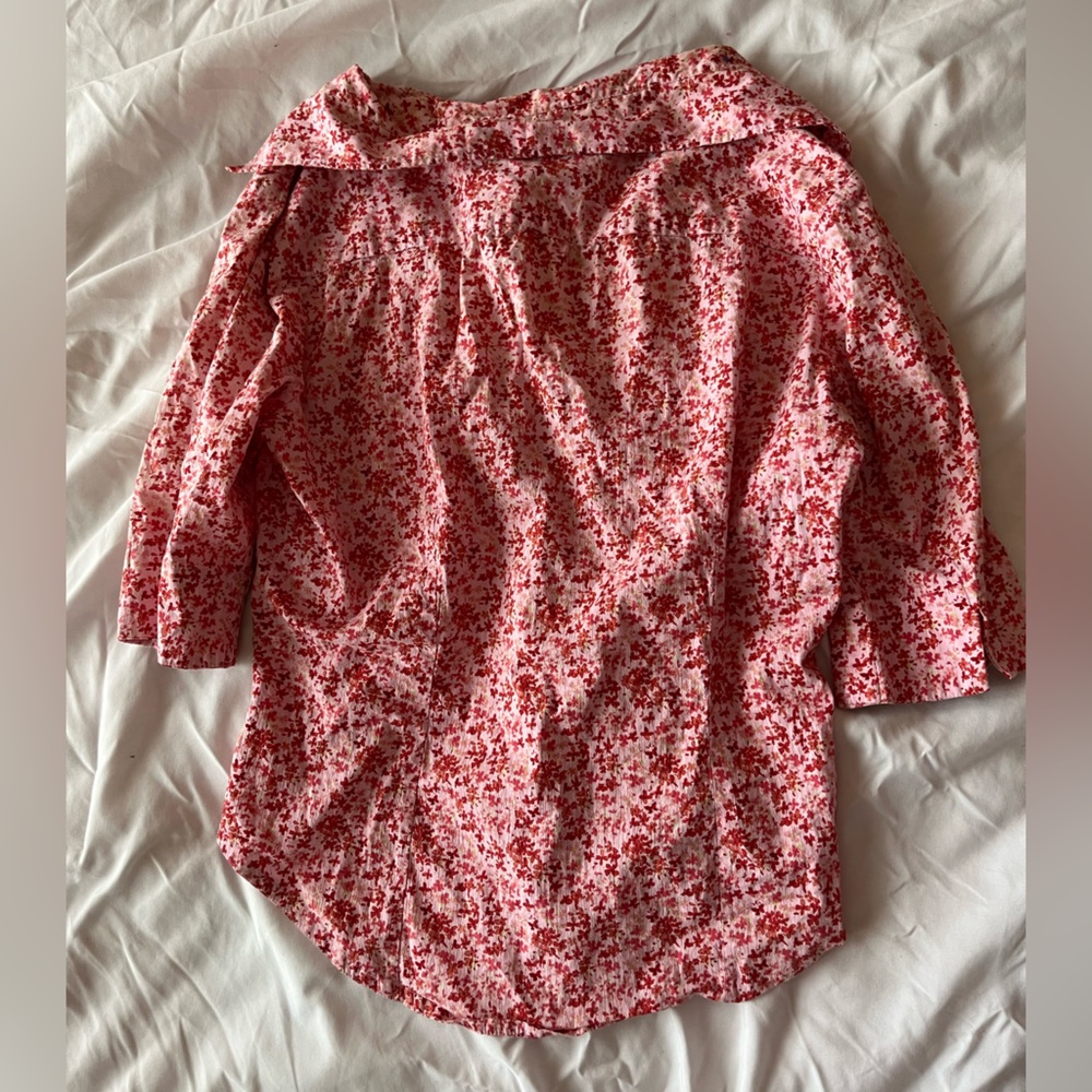 Pink and Red Floral Button-up Blouse - Picture 2 of 4